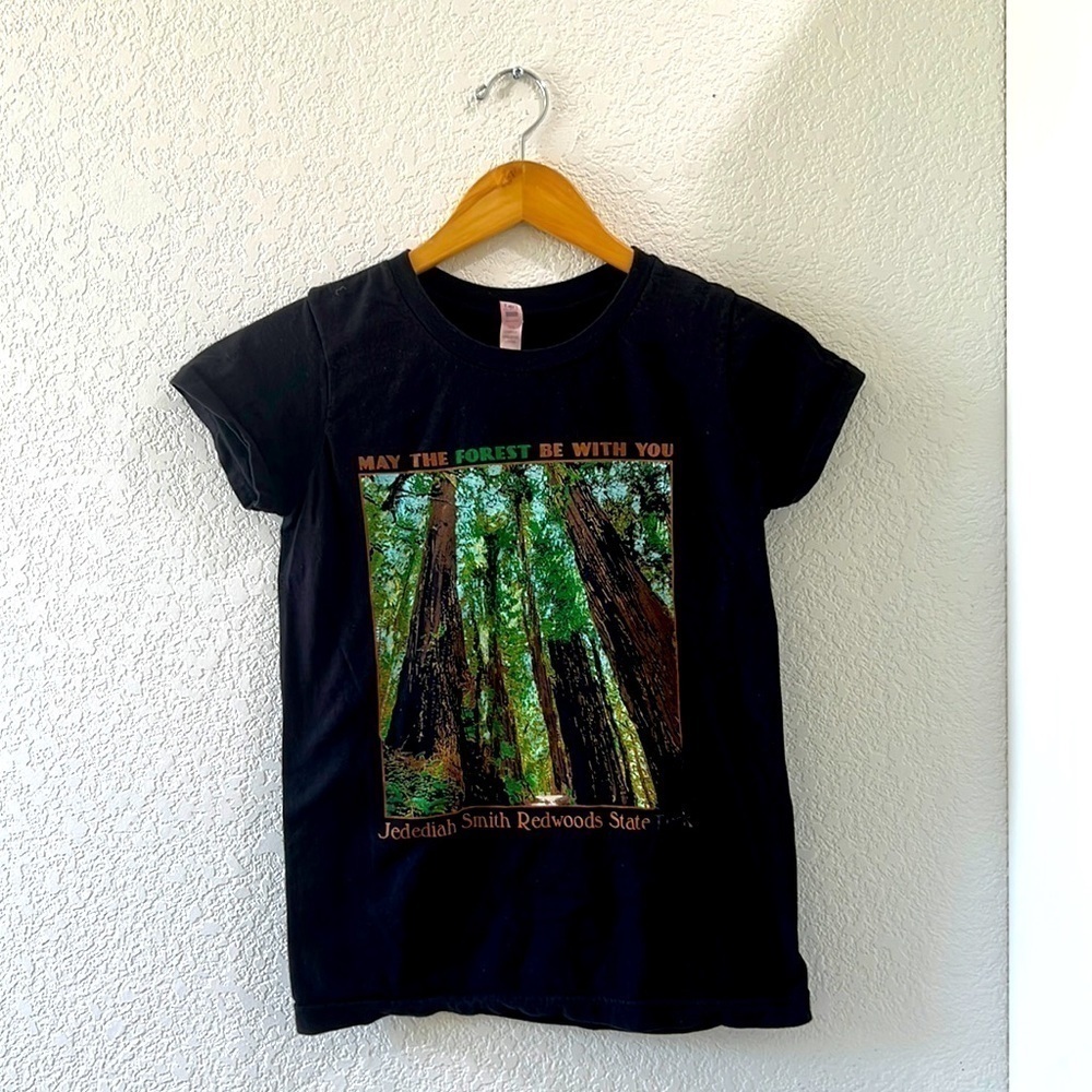 JEDEDIAH STATE PARK Tee Shirts Outdoor Forest Women’s Black Short Sleeve Small - Picture 1 of 4
